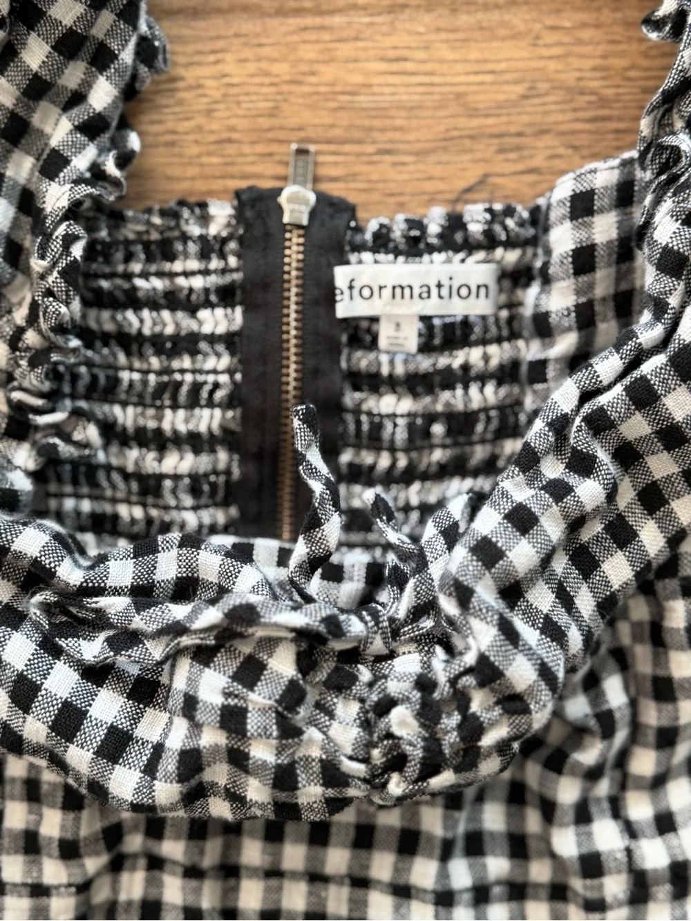 Reformation Black and White Gingham Mini Dress - Picture 5 of 8